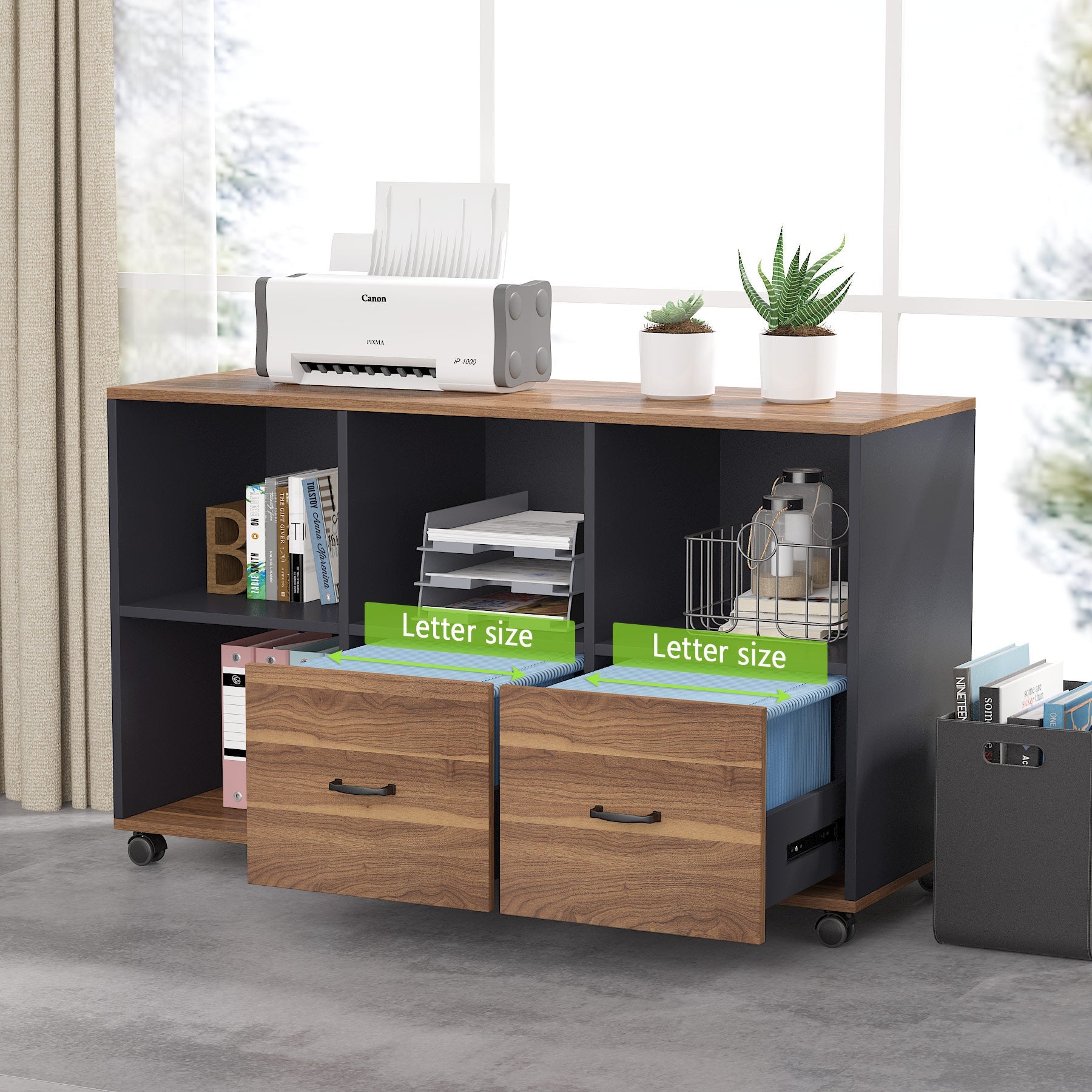 Tribesigns L-Shaped Desk, 55" Executive Desk Computer Table and 43" File Cabinet Tribesigns
